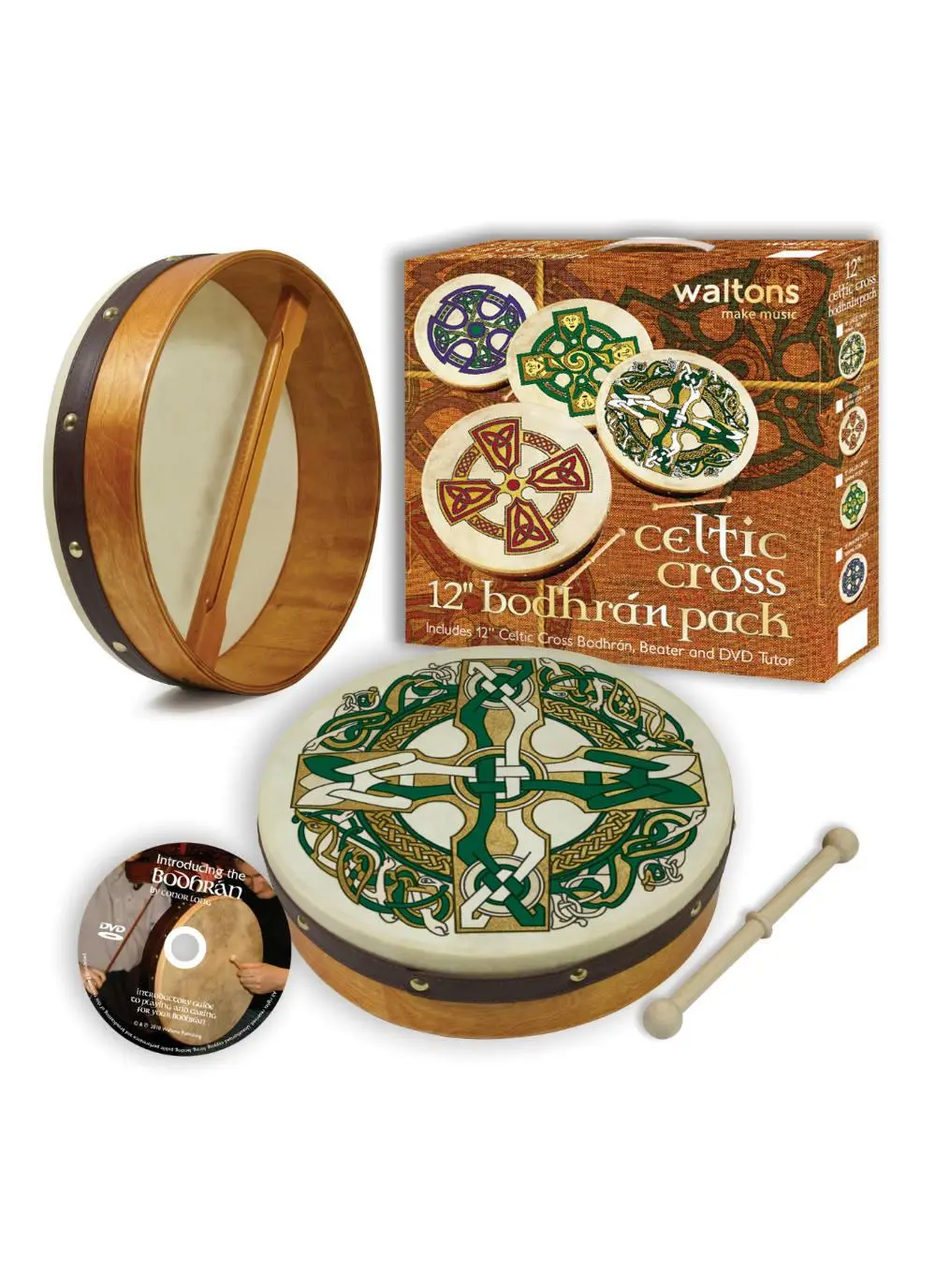 Gaelic Cross Bodhran Set